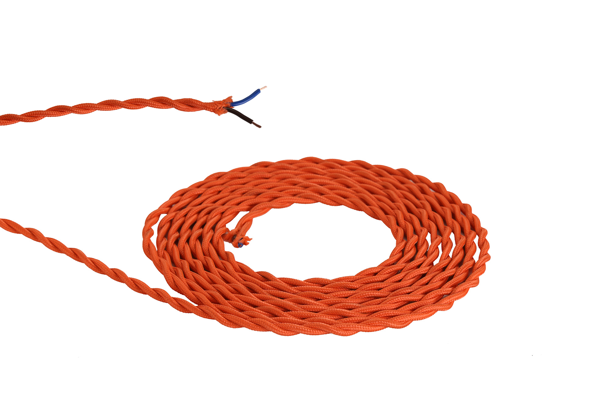 D0538  Cavo 1m Orange Braided Twisted 2 Core 0.75mm Cable